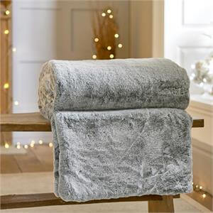 Deyongs Alaska Silver Luxury Faux Fur Throw 150 x 200cm